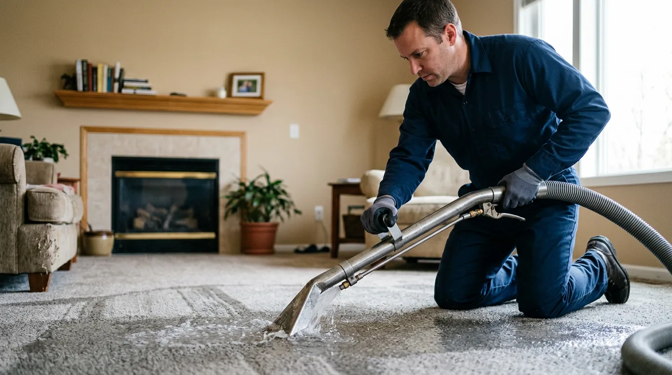 Water damage restoration technician working near Hiawatha, IA
